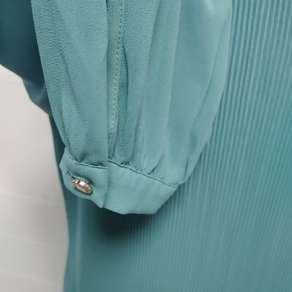 Esprit accordion pleated teal chiffon dress size 14 - Picture 9 of 15